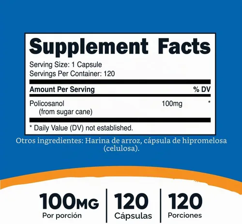 Vista 2 de Nutricost Policosanol (100 mg) 120 cápsulas, sin gluten