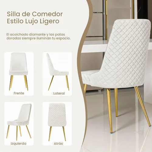Vista 6 de Juego de 2 sillas de comedor tapizadas, sillas laterales de tela