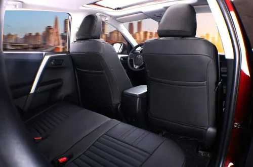 Vista 3 de EKR - Juego completo de fundas de asiento de cuero para automóvil de ajuste personalizado (color negro)