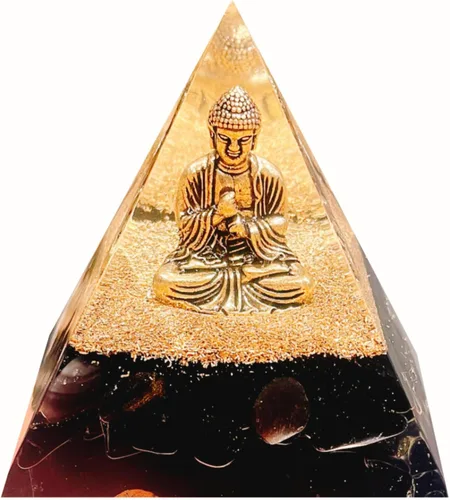 Vista 16 de Generador de energía de pirámide de orgón, amatista natural y obsidiana pirámides curativas de cristal de orgonita para reducir el estrés
