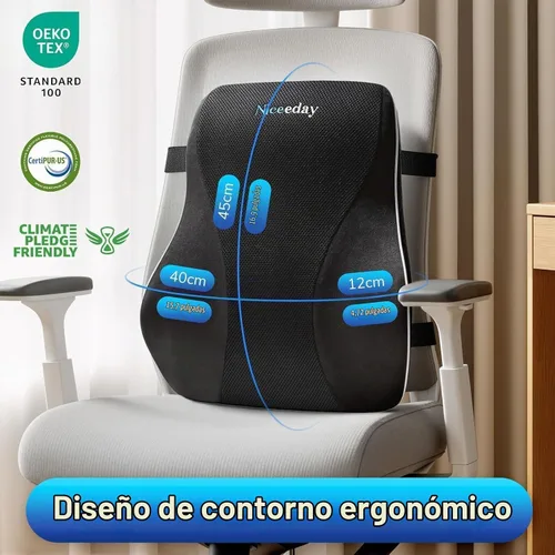 Vista 8 de Niceeday Almohada de Apoyo Lumbar para Silla de Oficina, Almohada de Apoyo para la Espalda del Automóvil, Cojín de Espuma Viscoelástica para Silla