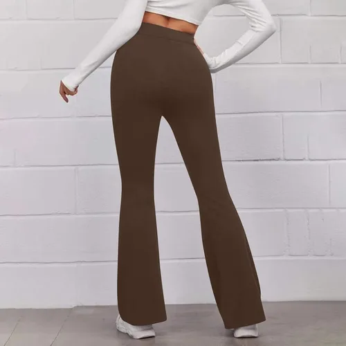 Vista 5 de SMIDOW Leggings acampanados de cintura alta para mujer, pantalones de yoga con corte de bota, sin costuras, pantalones de yoga para gimnasio
