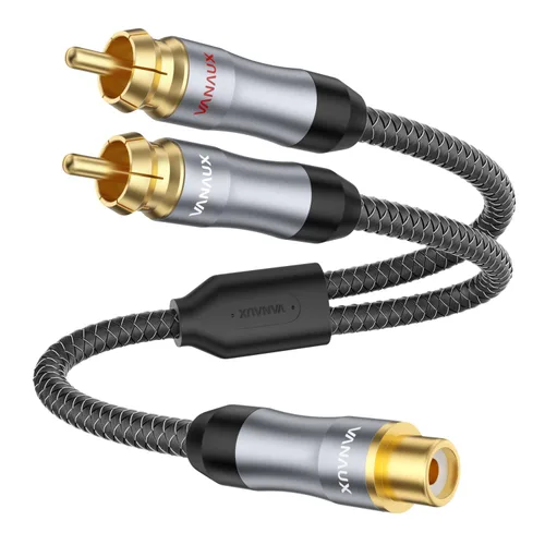 Vista 13 de VANAUX Cable RCA Y Splitter de 1 macho a 2 hembras, cable RCA/Phono, cable de extensión de audio coaxial y video, adaptador chapado en oro