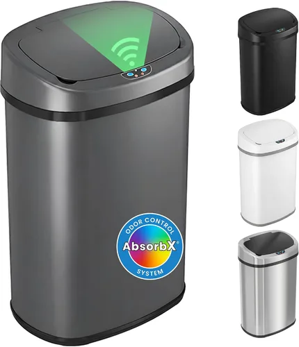 Vista 16 de iTouchless PUEDE DE BASURA AUTOMÁTICO DE 13 GALONES CON FILTRO DE ABSORTE DE OLOR Y BLOQUEO DE LA TAPA, PINDADOR DE BASURA DE COCINA DE SENSOR negro