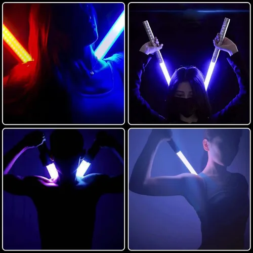 Vista 6 de Sables de luz para adultos, sables de luz de duelo reales pesados para adultos, cosplay con cambio de color infinito RGB19 y 7 juegos de fuentes