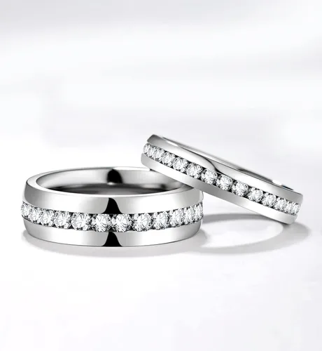 Vista 2 de TIGRADE - Anillo de compromiso de titanio de 532 y 1554de pulgada (4-6 mm) con circonita cúbica anillo de bodas talla 3 a 13
