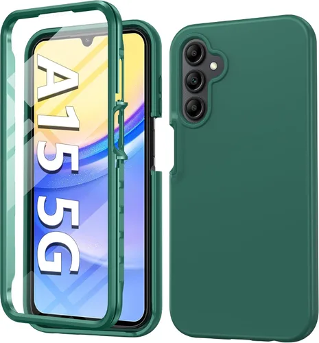 Vista 12 de FNTCASE Funda para Samsung Galaxy A15-5G: Funda para teléfono con protector de pantalla incorporado Funda protectora de silicona para teléfono