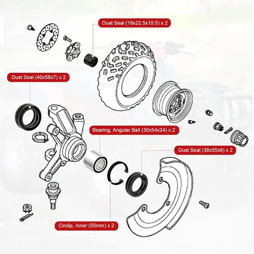 Vista 4 de Rodamientos y sellos de rueda delantera para Honda Foreman 500 400 450 Rincon 650 680 Rubicon 500