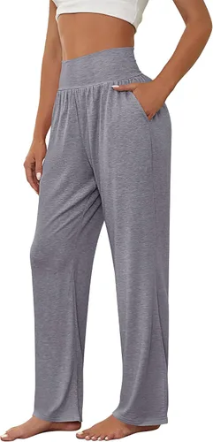 Vista 3 de Neer 3 piezas de pantalones de yoga de pierna ancha para mujer, cómodos, holgados, de cintura alta, pantalones deportivos casuales