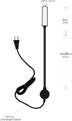 Vista 2 de Luz para máquina de coser, lámpara de trabajo LED, cuello de cisne flexible portátil con base magnética para banco de trabajo, torno, taladro