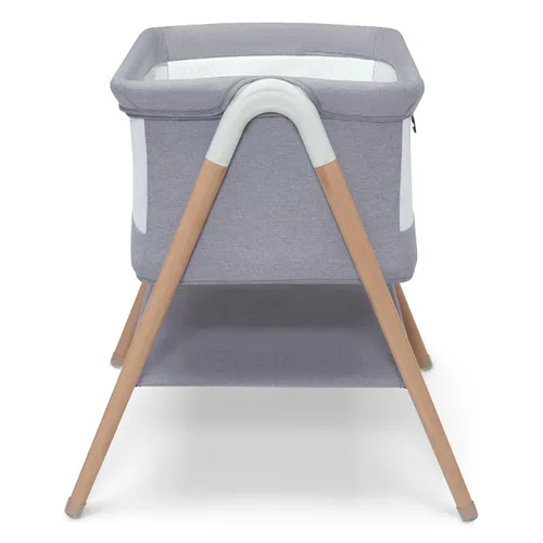 Vista 12 de Delta Children Simmons Kids Koi by The Bed Moisés con malla transpirable y patas de madera de haya natural, gris paloma
