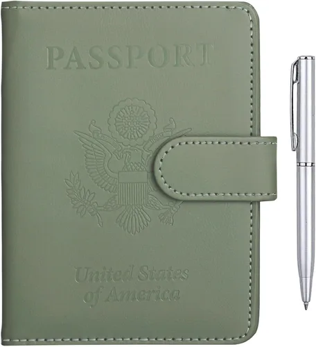 Vista 10 de TIGARI Portapasaporte para Viaje Mujeres Hombres, Funda de Pasaporte de Cuero PU, Estuche Protector Impermeable, Organizador de Documentos A-Negro