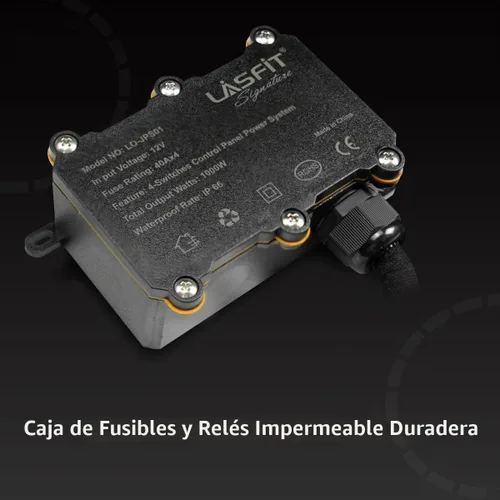 Vista 7 de LASFIT Kit de banco de interruptores auxiliares, panel de interruptor auxiliar Plug & Play estilo OEM, tablero de 4 botones 4 x 30 A para Wrangler