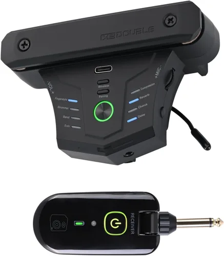 Vista 10 de Pastilla inalámbrica para guitarra acústica magnética recargable y micrófono pastilla de boca de sonido para guitarra acústica con control de Negro