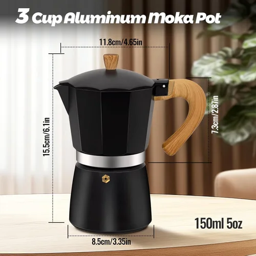 Vista 29 de Cafetera clásica de aluminio para 3 tazas Azul