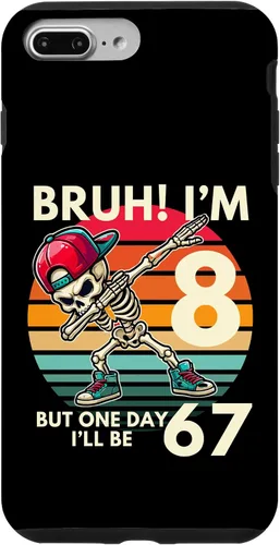 Vista 12 de Bruh I'm 8 But One-Day I'll Be 67 Retro 8th Birthday Kids Case for iPhone XR