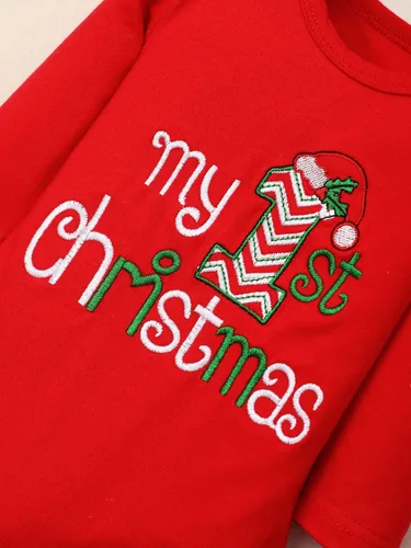 Vista 5 de Conjunto de 4 piezas de traje de Navidad para bebé, niña, niño, Año Nuevo, 4 piezas