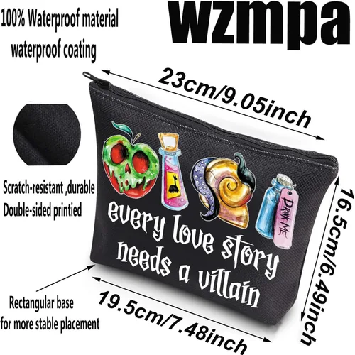 Vista 2 de WZMPA Malvada Queen - Bolsa de maquillaje cosmética inspirada en villanos de Halloween, regalo que cada historia de amor necesita una bolsa