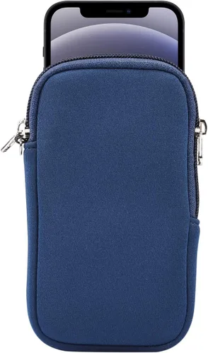 Vista 10 de Funda de neopreno de tamaño pequeño para teléfono celular, con cremallera y correa para el cuello para iPhone 17, 16, 16e, 15 14 Pro, iPhone 13 12