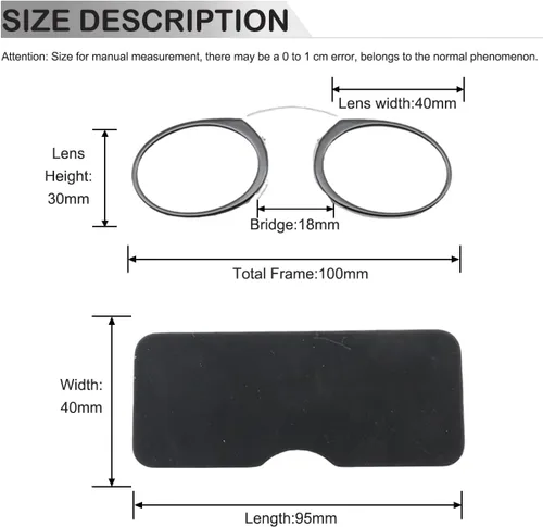 Vista 3 de Mini anteojos de lectura sin brazos para hombres y mujeres, delgados con clip en la nariz, con estuche portátil pequeño