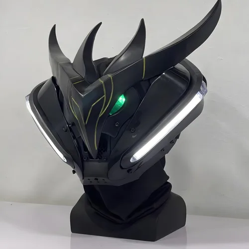 Vista 2 de Máscara LED Cyberpunk, casco futurista para cosplay, ciencia ficción