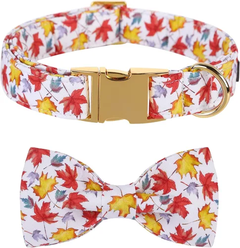 Vista 14 de Collar de Halloween para perro con moño de lionet paws - Lindo collar ajustable de moño de algodón para otoño con hebilla de metal para perro A: O &