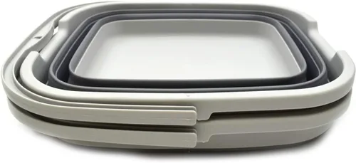 Vista 2 de SAMMART Cesta rectangular plegable y práctica/cubo (15L rectangular, gris oscuro (juego de 2))