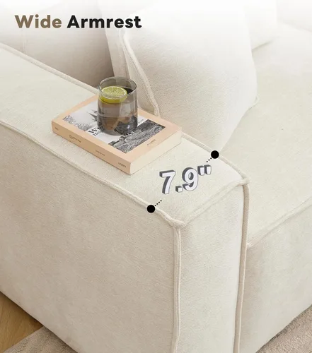 Vista 4 de WILLOVE Juego de sofá modular modular, sofá nube de felpilla con reposabrazos anchos y 8 almohadas, sofás de asiento profundo para sala de estar, 4