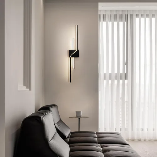 Vista 5 de Apliques de pared LED modernos, iluminación de pared interior negra para sala de estar, accesorios de tocador de baño de 30 pulgadas, lámpara