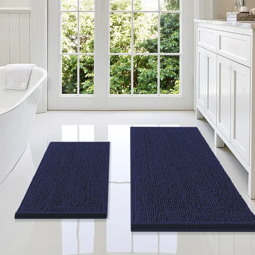 Vista 71 de Juego de alfombras de baño Smiry de 2 piezas, suave alfombra absorbente de chenilla y juego de alfombra en forma de U para inodoro, alfombra de baño