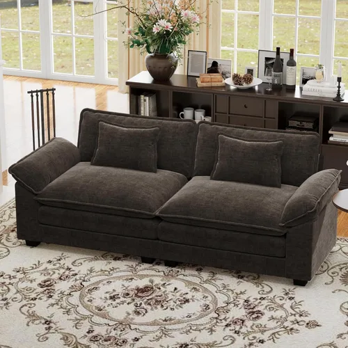 Vista 68 de Sofá modular de gran tamaño de 154 pulgadas, cómodo sofá en forma de U con 3 otomanas móviles, sofá moderno de felpilla de 7 plazas para sala