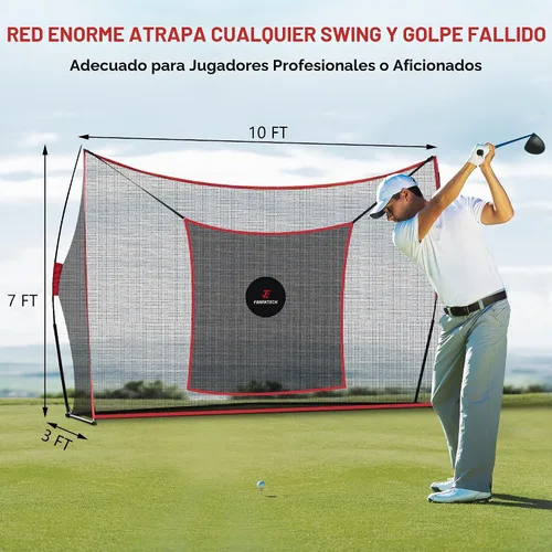Vista 2 de Red de práctica de golf, red de campo de conducción resistente con objetivo de astillado de alto impacto, incluye bolsa de transporte y pelotas