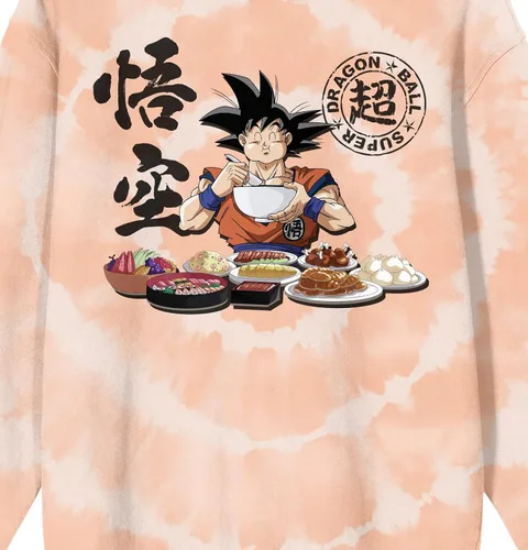 Vista 2 de Bioworld Dragon Ball Super Goku Feast - Sudadera de teñido en espiral para hombre, Blanco