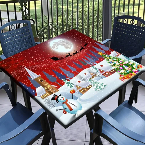 Vista 13 de Mantel redondo ajustable con mantel elástico para exteriores, manteles elásticos redondos para mesas, manteles impermeables y lavables