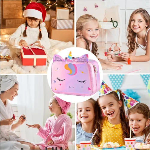 Vista 7 de Juego de esmaltes de uñas para niñas, no tóxico, de secado rápido, con secador de uñas y calcomanías de uñas de bricolaje, regalos de Navidad