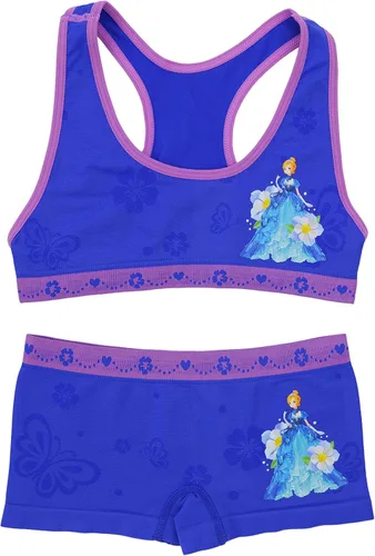 Vista 5 de ToBeInStyle Paquete de 6 sujetadores de entrenamiento estilo espalda cruzada o camisola y pantalones cortos a juego para niña