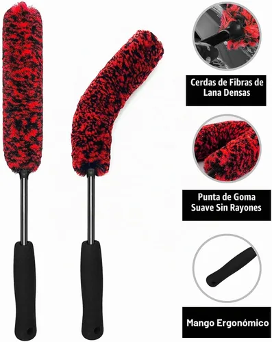 Vista 8 de YeewayVeh 4Pack Kit de Limpieza de Ruedas de Coche, Cepillo de Rueda Flexible y Cepillo Limpiador de Llanta de Microfibra, Cepillo de Neumáticos