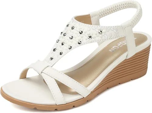 Vista 23 de TEMOFON Sandalias de plataforma elegantes de verano con tacón bajo para 25-albaricoque