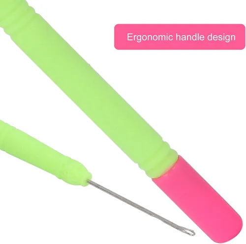 Vista 4 de 5 ganchos de plástico para extensiones de cabello, juego de ganchillo, herramienta de gancho para trenzar el cabello (verde #2)