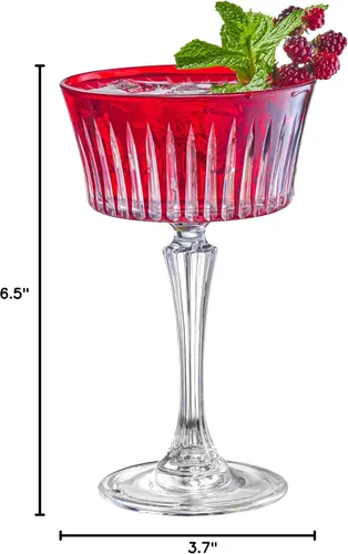 Vista 7 de Barski - Copas de champán de colores - Copa de cóctel rojo rubí, cristalería de Martini con tallo, se puede utilizar para postres, helados - Rojo