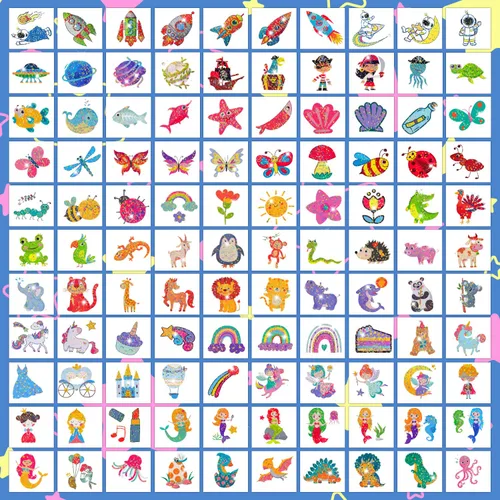 Vista 4 de Partywind 204 estilos de purpurina envueltas individualmente para niños, tatuajes falsos, sorpresa de cumpleaños para niños y niñas, suministros