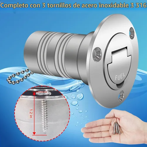 Vista 9 de Llenado/relleno de cubierta de combustible para lancha de 2 pulgadas (1.969 in) con tapa sin llave, relleno de cubierta de acero inoxidable de 2