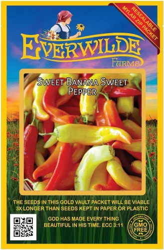 Vista 4 de Everwilde Farms - Semillas de pimiento dulce de plátano dulce de 1 onza - Gold Vault