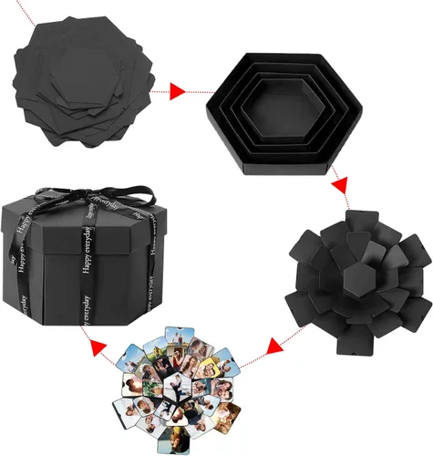 Vista 3 de Set de regalo explosivo, álbum de fotos DIY, caja sorpresa de amor explosiva, caja de regalo emergente creativa para parejas, día de la madre, boda