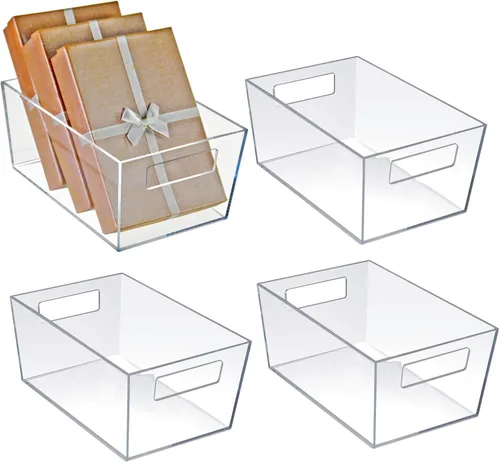 Vista 8 de Azar Displays 556237 - Organizador grande de plástico transparente con asa, almacenamiento de despensa, organizador de cocina y refrigerador