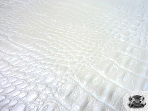 Vista 6 de Faux/tela de cuero falsa blanca de la perla del cocodrilo del cocodrilo del vinilo por la yarda