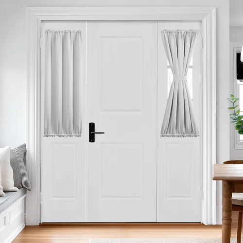 Vista 74 de Deconovo Cortinas opacas para puerta, bolsillo para cortinero y cortinas de bloqueo con aislamiento térmico para dormitorio, 137.16 x 189.2 cm, azul