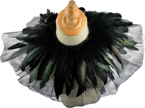 Vista 6 de HOMELEX Gargantilla de plumas con plumas naturales victorianas góticas para Halloween