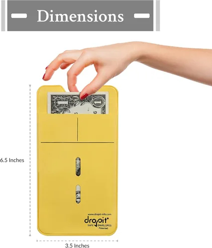 Vista 2 de UBICON 10 sobres azules reutilizables Dropit Safe para depositar monedas y dinero, tamaño 10, azul Secure Cash Handling Heavy-Duty Vinyl