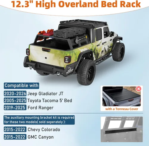 Vista 2 de u-Box Estante de cama de camión de 12.3 pulgadas de alto para Toyota Tacoma cama de 5 pies, Jeep Gladiator JT, Ford Ranger, Chevy Chevrolet